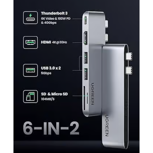 Ugreen 80856 6-in-2 USB-C Hub for MacBook Pro