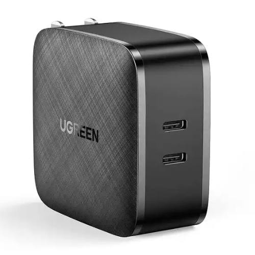 Ugreen 70866 66W 2C Dual USB Type-C US Foldable PD QC4.0 Fast Charger Black