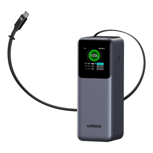 Ugreen 55987B 20000mAh 165W Power Bank with Retractable Cable