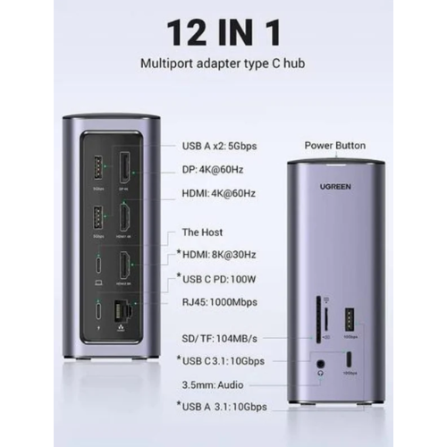 Ugreen 90325 USB-C Triple Display Docking Station 12-in-1