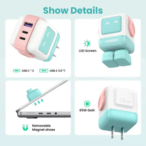 Ugreen 35855 Uno Charger 65W Blue/Pink