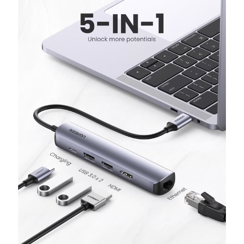 Ugreen 10919 Ultra-Slim 5-in-1 USB-C Hub with Ethernet and HDMI