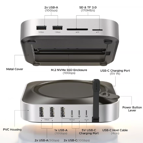 Ugreen 65487 Mac mini M4 Docking Station with NVMe SSD and USB-A/USB-C Ports