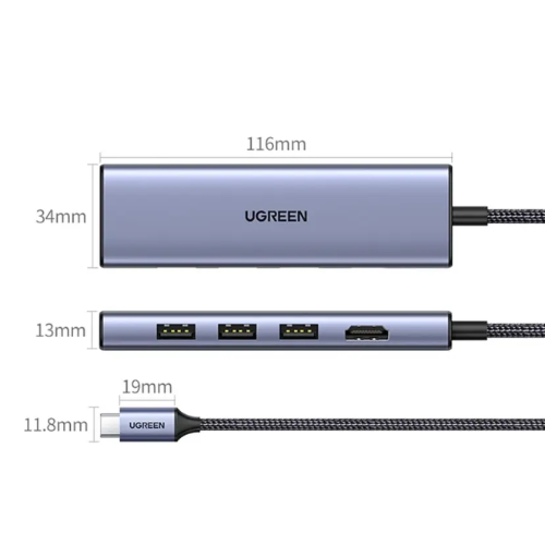 Ugreen 20956A USB-C to HDMI Hub Adapter 3x USB-A 3.0 SD/TF