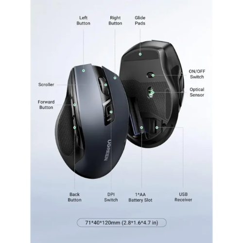Ugreen 90855 4000DPI 2.4GHz Wireless Ergonomic Mouse
