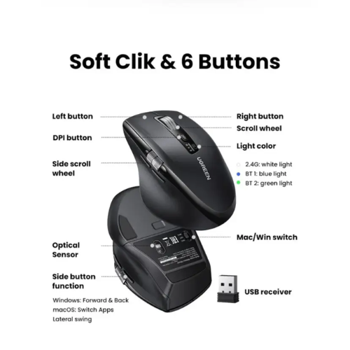 Ugreen 55468 Multi-Mode Wireless Mouse