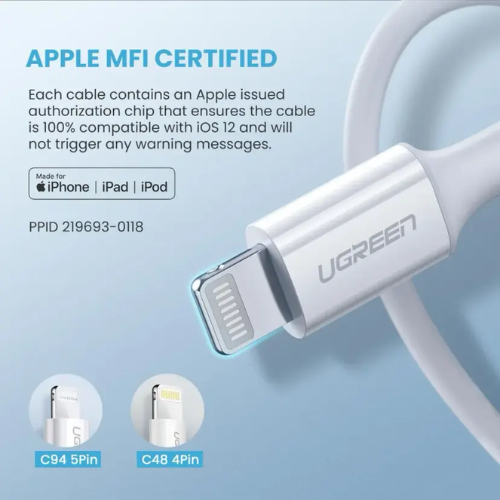Ugreen 10493 MFi USB-C to Lightning Charging Cable