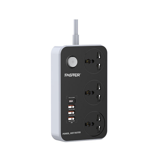 Faster FUS-640 Power Strip Extension with PD+3 QC3.0 USB Ports